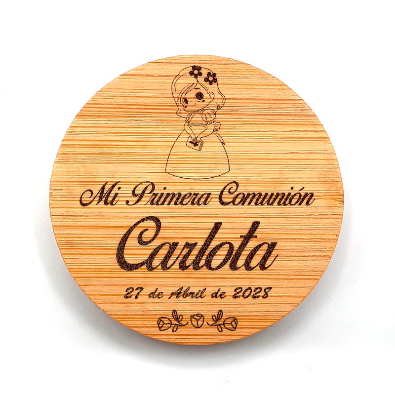 Espejo de Madera Para Comunión Personalizado Niña