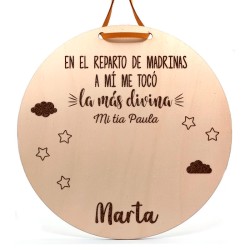 Placa de Madera Personalizada Tía y Madrina